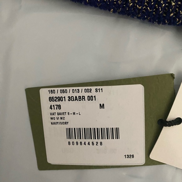 NWT Authentic Gucci Wool Hat Blue Crème Gold Size Med With Dust Bag - Picture 3 of 7